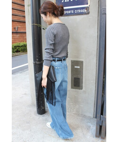 SLOBE IENA（スローブイエナ）の「《追加予約》12Gウォッシャブルウール ワイドリブクルーネックプルオーバー◆（トップス・レディース・ブラック/グレー/ホワイト/ベージュ・フリー）」の17枚目の写真