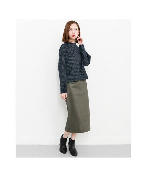 KBF（ケイビーエフ）の「コーティングミディスカート（スカート・レディース・KHAKI/BLACK・one）」の6枚目の写真