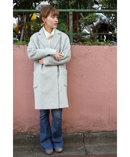 JOURNAL STANDARD relume（ジャーナルスタンダード　レリューム）の「《予約》シャギー オーバーコート◆（ジャケット/アウター・レディース・グレーA/ホワイト・フリー）」の6枚目の写真