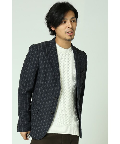 JOURNAL STANDARD（ジャーナルスタンダード）の「《予約》ホームスパンストライプ2Bジャケット◆（ジャケット/アウター・メンズ・グレーA/ネイビー A・S/M/L）」の2枚目の写真