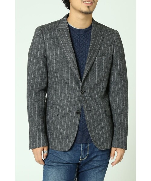 JOURNAL STANDARD（ジャーナルスタンダード）の「《予約》ホームスパンストライプ2Bジャケット◆（ジャケット/アウター・メンズ・グレーA/ネイビー A・S/M/L）」の3枚目の写真