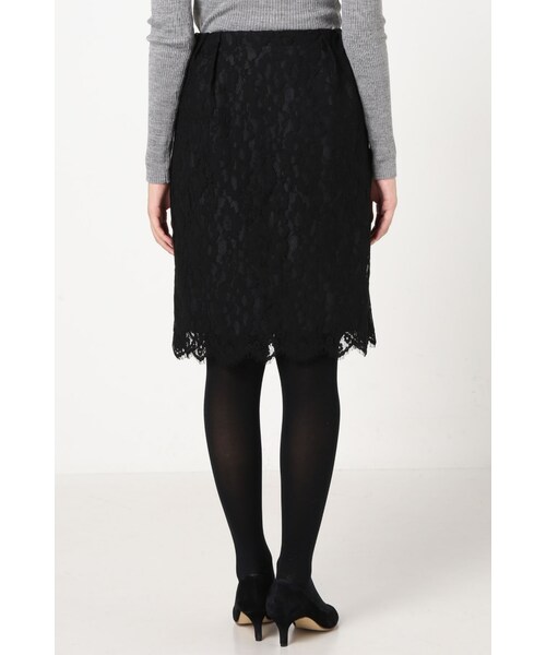 La TOTALITE（ラトータリテ）の「ツイカサイドグログランレーススカート（スカート・レディース・ブラック/カーキ・36/38）」の5枚目の写真