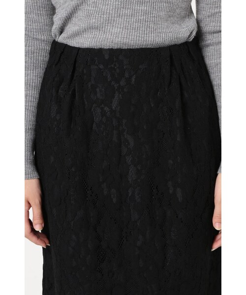 La TOTALITE（ラトータリテ）の「ツイカサイドグログランレーススカート（スカート・レディース・ブラック/カーキ・36/38）」の6枚目の写真