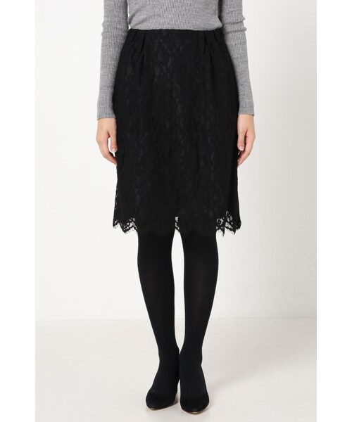 La TOTALITE（ラトータリテ）の「ツイカサイドグログランレーススカート（スカート・レディース・ブラック/カーキ・36/38）」の3枚目の写真