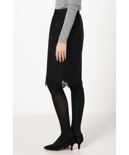 La TOTALITE（ラトータリテ）の「ツイカサイドグログランレーススカート（スカート・レディース・ブラック/カーキ・36/38）」の4枚目の写真