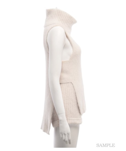 SNIDEL（スナイデル）の「アンゴラサイドオープンニットプルオーバー（ニット・レディース・BEG/BLK・F）」の4枚目の写真