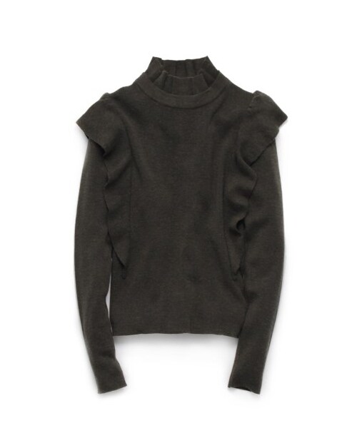 SNIDEL(スナイデル)の「フリルデザインニットプルオーバー(ニット・レディース・IVR/KKI/BLK・F)」の2枚目の写真