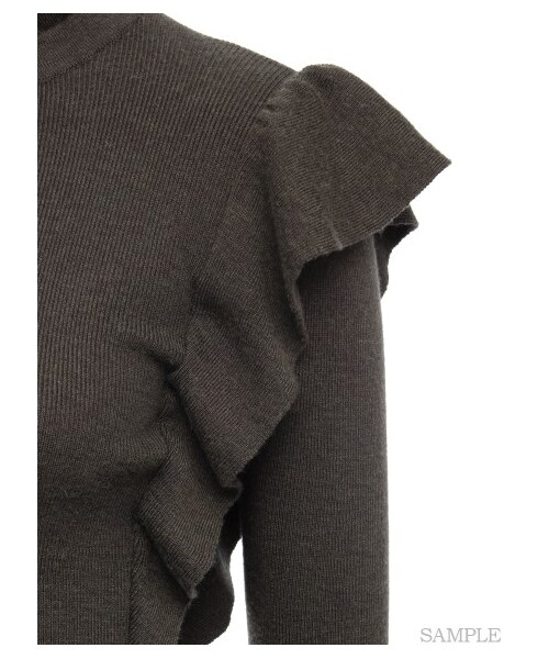 SNIDEL(スナイデル)の「フリルデザインニットプルオーバー(ニット・レディース・IVR/KKI/BLK・F)」の8枚目の写真