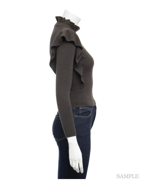 SNIDEL(スナイデル)の「フリルデザインニットプルオーバー(ニット・レディース・IVR/KKI/BLK・F)」の6枚目の写真