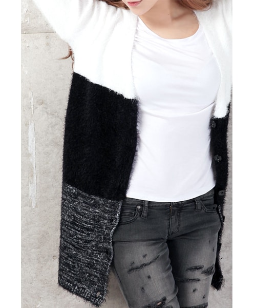 BLAIR by MOERY（ブレア）の「グラデシャギーニットカーディガン（カーディガン/ボレロ・レディース・ブラック/ブルー/レッド・FREE）」の6枚目の写真