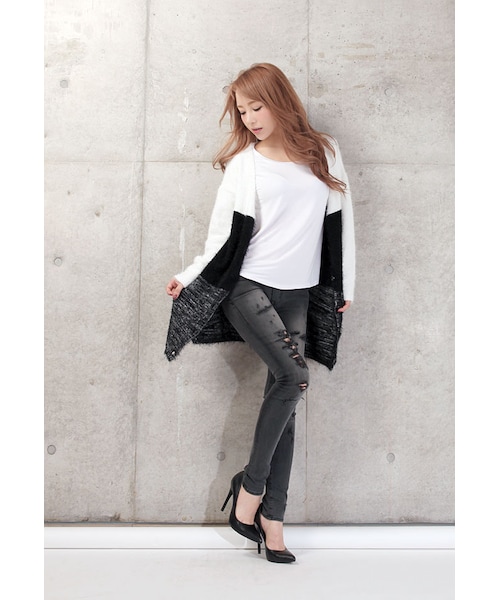 BLAIR by MOERY（ブレア）の「グラデシャギーニットカーディガン（カーディガン/ボレロ・レディース・ブラック/ブルー/レッド・FREE）」の12枚目の写真