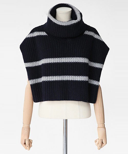 DHOLIC（ディーホリック）の「オフタートルボーダーニットプルオーバー（ニット/セーター・レディース・グレー/ネイビー/ベージュ・FREE）」の3枚目の写真