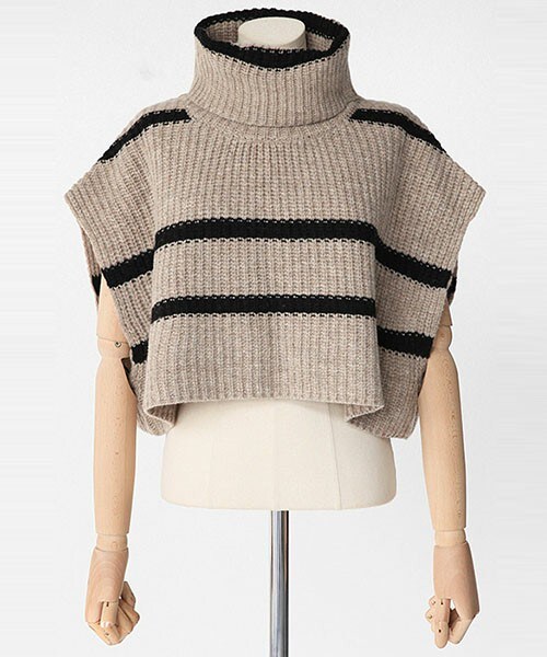 DHOLIC（ディーホリック）の「オフタートルボーダーニットプルオーバー（ニット/セーター・レディース・グレー/ネイビー/ベージュ・FREE）」の2枚目の写真