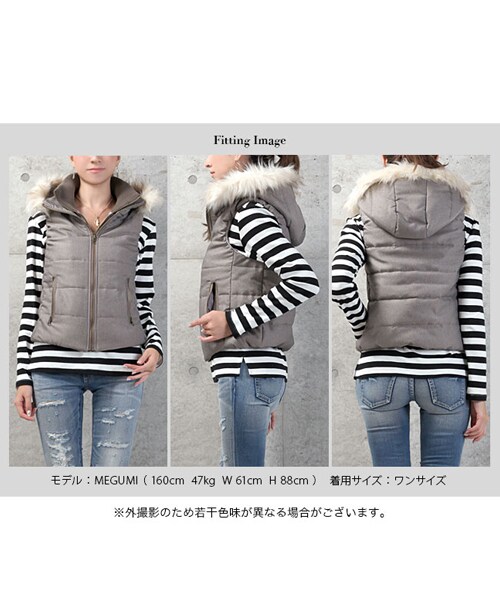 BLAIR by MOERY（ブレア）の「中綿ベスト（ダウンベスト・レディース・グレージュ/ブラック/ホワイト・FREE）」の15枚目の写真