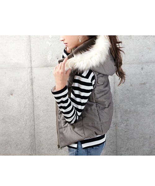 BLAIR by MOERY(ブレア)の「ボーダーロングTシャツ(Tシャツ/カットソー・レディース・グリーン/グレー/ブラック・FREE)」の5枚目の写真