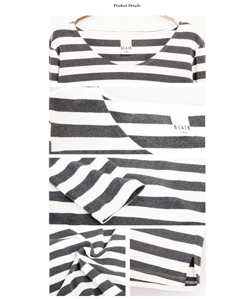 BLAIR by MOERY(ブレア)の「ボーダーロングTシャツ(Tシャツ/カットソー・レディース・グリーン/グレー/ブラック・FREE)」の11枚目の写真