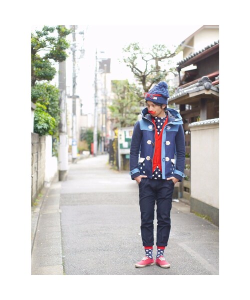 NIRAME.CO(ニラメッコ)の「ジャングルジムだっふる。 デニム ドット(ダッフルコート・メンズ・その他)」の1枚目の写真