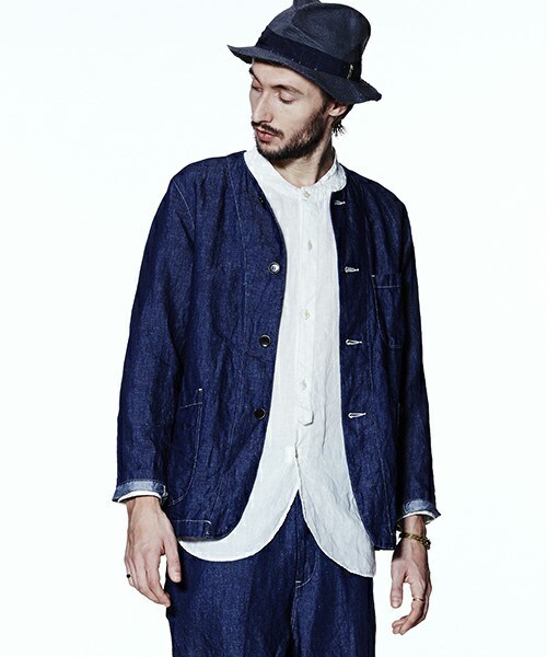 Johnbull Private labo（ジョンブルプライベートラボ）の「ノーカラージャケット（ノーカラージャケット・メンズ・ホワイト系その他/インディゴブルー・SMALL/MEDIUM/LARGE）」の2枚目の写真