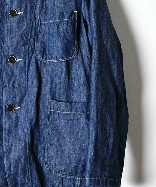 Johnbull Private labo（ジョンブルプライベートラボ）の「ノーカラージャケット（ノーカラージャケット・メンズ・ホワイト系その他/インディゴブルー・SMALL/MEDIUM/LARGE）」の9枚目の写真