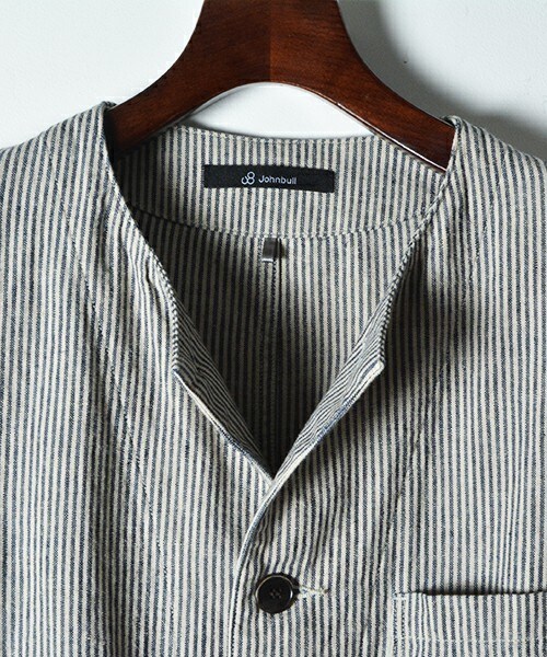 Johnbull Private labo（ジョンブルプライベートラボ）の「ノーカラージャケット（ノーカラージャケット・メンズ・ホワイト系その他/インディゴブルー・SMALL/MEDIUM/LARGE）」の10枚目の写真