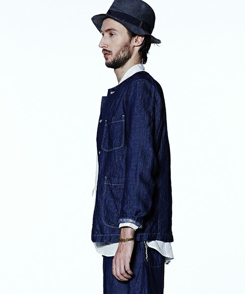 Johnbull Private labo（ジョンブルプライベートラボ）の「ノーカラージャケット（ノーカラージャケット・メンズ・ホワイト系その他/インディゴブルー・SMALL/MEDIUM/LARGE）」の4枚目の写真