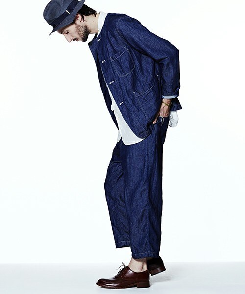 Johnbull Private labo（ジョンブルプライベートラボ）の「ワイドイージーパンツ（デニムパンツ・メンズ・ホワイト系その他/インディゴブルー・SMALL/MEDIUM/LARGE）」の5枚目の写真