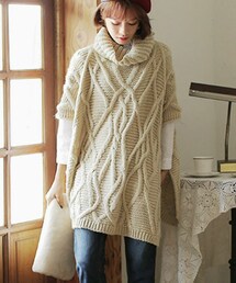 DHOLIC | オフタートルデザインニットポンチョ(ニット/セーター)