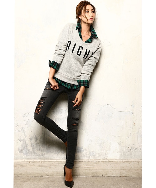 BLAIR by MOERY（ブレア）の「ロゴニットソー（ニット/セーター・レディース・グレー/ホワイト/ブルー/ブラック・FREE）」の5枚目の写真