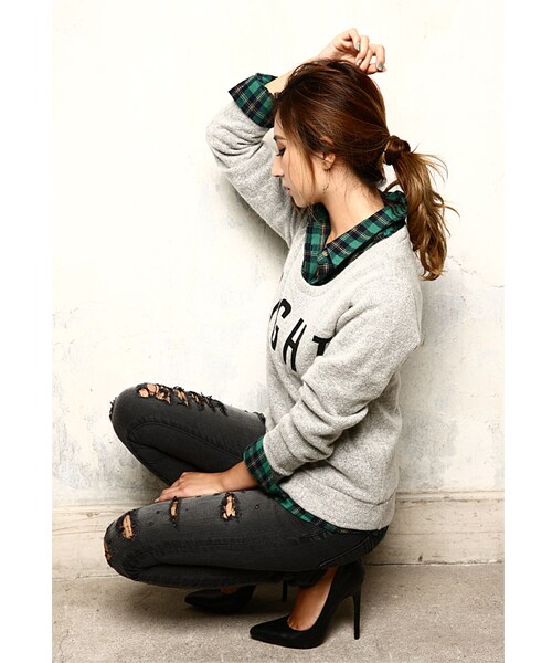 BLAIR by MOERY（ブレア）の「ロゴニットソー（ニット/セーター・レディース・グレー/ホワイト/ブルー/ブラック・FREE）」の8枚目の写真