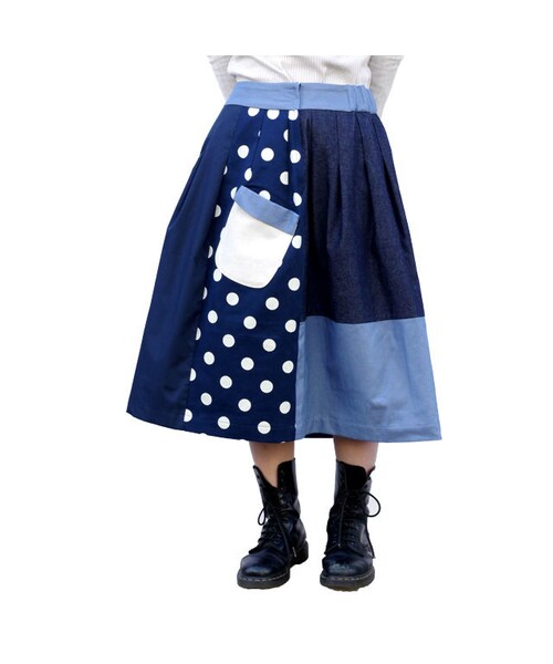 NIRAME.CO（ニラメッコ）の「お手伝いスカート　チェック✖️デニム（スカート・レディース・その他）」の11枚目の写真