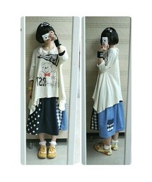 NIRAME.CO | お手伝いスカート　チェック✖️デニム(スカート)