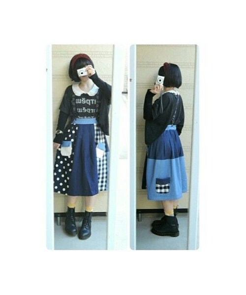 NIRAME.CO（ニラメッコ）の「お手伝いスカート　チェック✖️デニム（スカート・レディース・その他）」の3枚目の写真