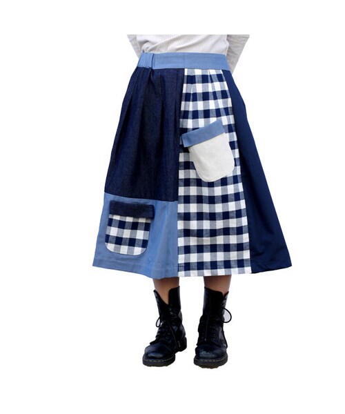 NIRAME.CO（ニラメッコ）の「お手伝いスカート　チェック✖️デニム（スカート・レディース・その他）」の10枚目の写真