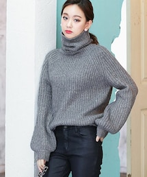 DHOLIC | ゆるリブニットラグランスリーブタートルネックプルーバー(ニット/セーター)