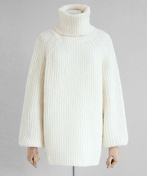 DHOLIC(ディーホリック)の「ゆるリブニットラグランスリーブタートルネックプルーバー(ニット/セーター・レディース・グレー/アイボリー/ブラックグレー・FREE)」の2枚目の写真