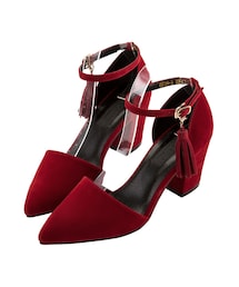 gracegift | 復古流蘇繞踝中跟鞋(シューズ)