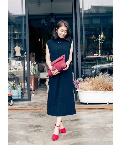 gracegift（グレースギフト）の「復古流蘇繞踝中跟鞋（シューズ・レディース・正紅・35/36/37/38/39/40/41）」の8枚目の写真