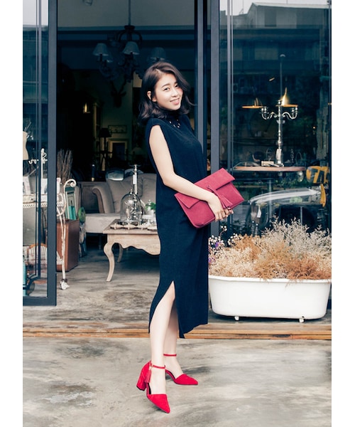 gracegift（グレースギフト）の「復古流蘇繞踝中跟鞋（シューズ・レディース・正紅・35/36/37/38/39/40/41）」の7枚目の写真