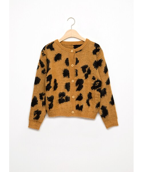 gracegift（グレースギフト）の「豹紋圓領排釦針織外套（その他・レディース・黑/咖・F）」の6枚目の写真