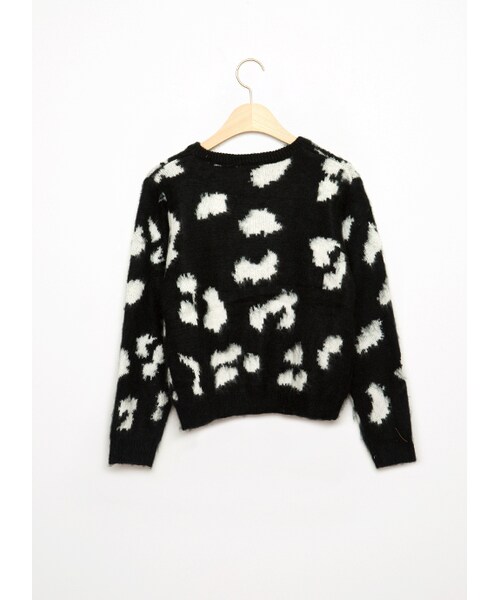 gracegift（グレースギフト）の「豹紋圓領排釦針織外套（その他・レディース・黑/咖・F）」の2枚目の写真