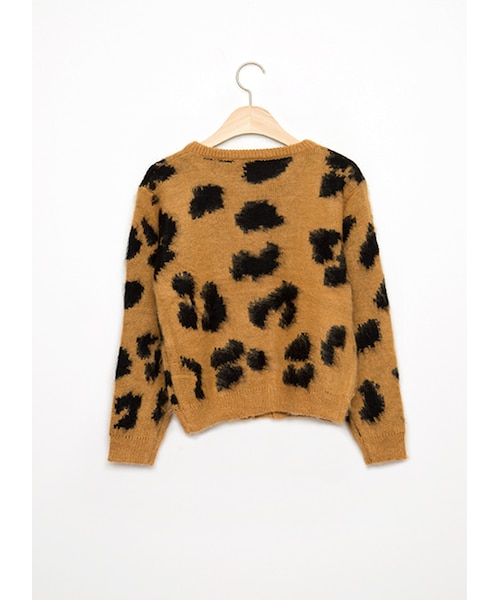 gracegift（グレースギフト）の「豹紋圓領排釦針織外套（その他・レディース・黑/咖・F）」の7枚目の写真