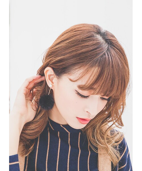 gracegift（グレースギフト）の「韓國小珍珠毛球球耳環（アクセサリー・レディース・黑/卡其/酒紅・F）」の3枚目の写真