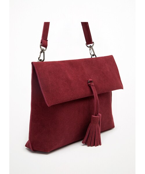 gracegift（グレースギフト）の「韓國翻折捲編麂皮流蘇包（バッグ・レディース・酒紅/黑/卡其・F）」の3枚目の写真