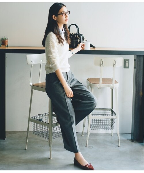 VIS（ビス）の「フラノワイドパンツ（パンツ・レディース・ブラック/チャコール/キャメル・S/M）」の12枚目の写真