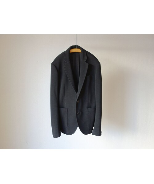 MANUAL ALPHABET(マニュアル アルファベット)の「MANUAL ALPHABET マニュアルアルファベット MA-J-093 リップルニット2釦ジャケット BLK ブラック(テーラードジャケット・メンズ・その他)」の8枚目の写真