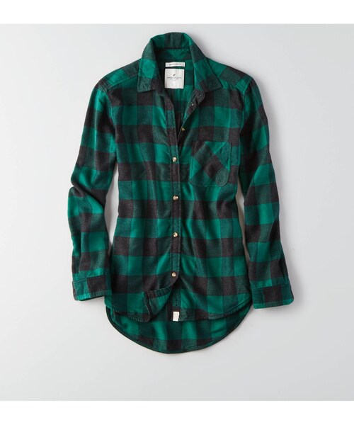 American Eagle(アメリカンイーグル)の「AEOソフトプラッドボーイフレンドシャツ(シャツ/ブラウス・レディース・グリーン/ブルー・XXS/XS/S/M/L/XL)」の1枚目の写真
