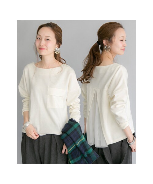 URBAN RESEARCH（アーバンリサーチ）の「ポケット付きBACKチュールプルオーバー（トップス・レディース・OFF/BLACK/DARK GREEN・FREE）」の4枚目の写真