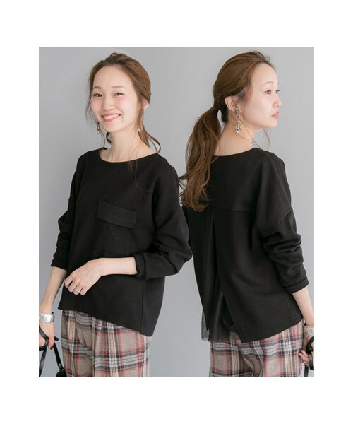 URBAN RESEARCH（アーバンリサーチ）の「ポケット付きBACKチュールプルオーバー（トップス・レディース・OFF/BLACK/DARK GREEN・FREE）」の5枚目の写真