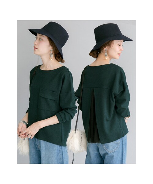 URBAN RESEARCH（アーバンリサーチ）の「ポケット付きBACKチュールプルオーバー（トップス・レディース・OFF/BLACK/DARK GREEN・FREE）」の6枚目の写真