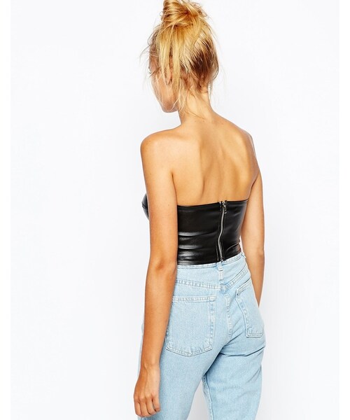 American Apparel（アメリカンアパレル）の「American Apparel Cropped Bralet In Vegan Leather（デニムパンツ・レディース・Black・M-US 8/S-US 6/XS-US 4）」の3枚目の写真